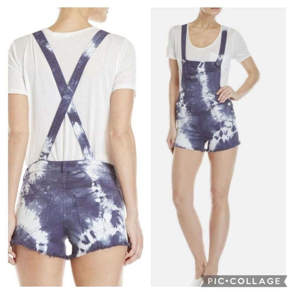 Almost Famous Tie-Dye Denim Overalls Size 9